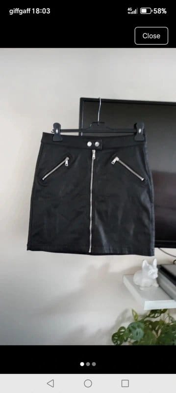 Next Black Faux Leather Party Club Mini Skirt