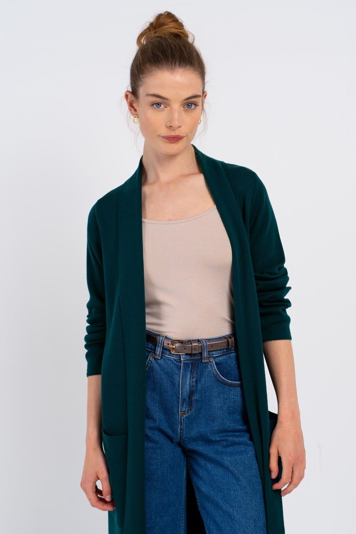 Kettlewell Kettlewell Women's Seraphina Longline Cardigan in Dark Green