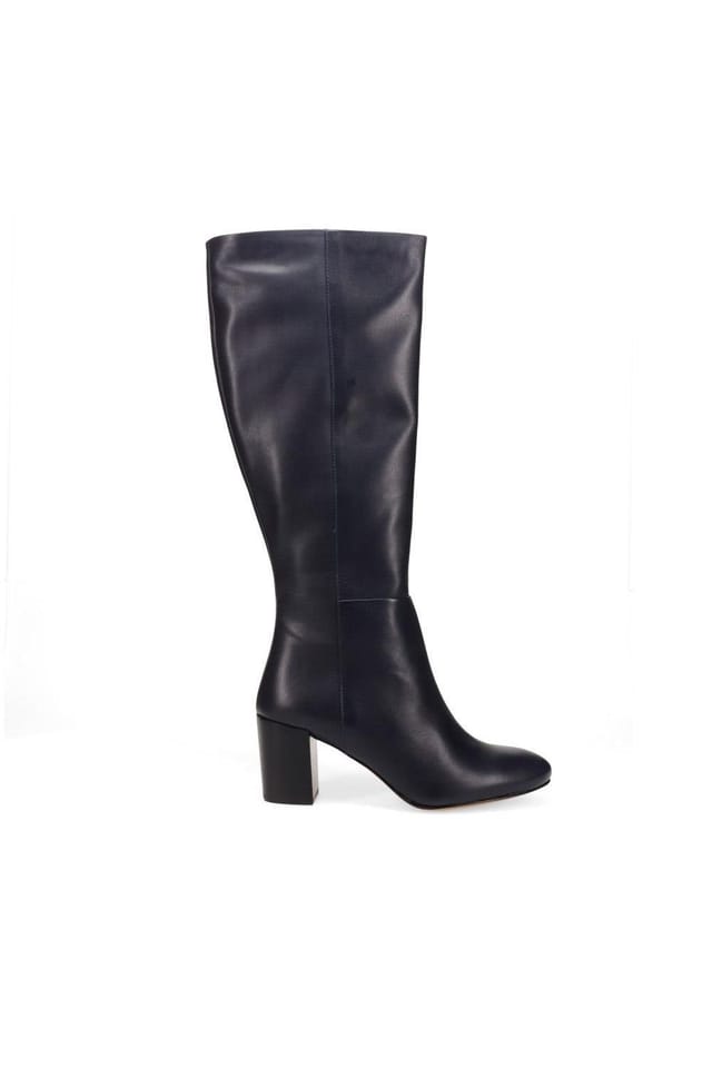 Jones Bootmaker Jones Bootmaker Women's Neptune Medium Calf Fit Long Leather Boots in Navy - 2