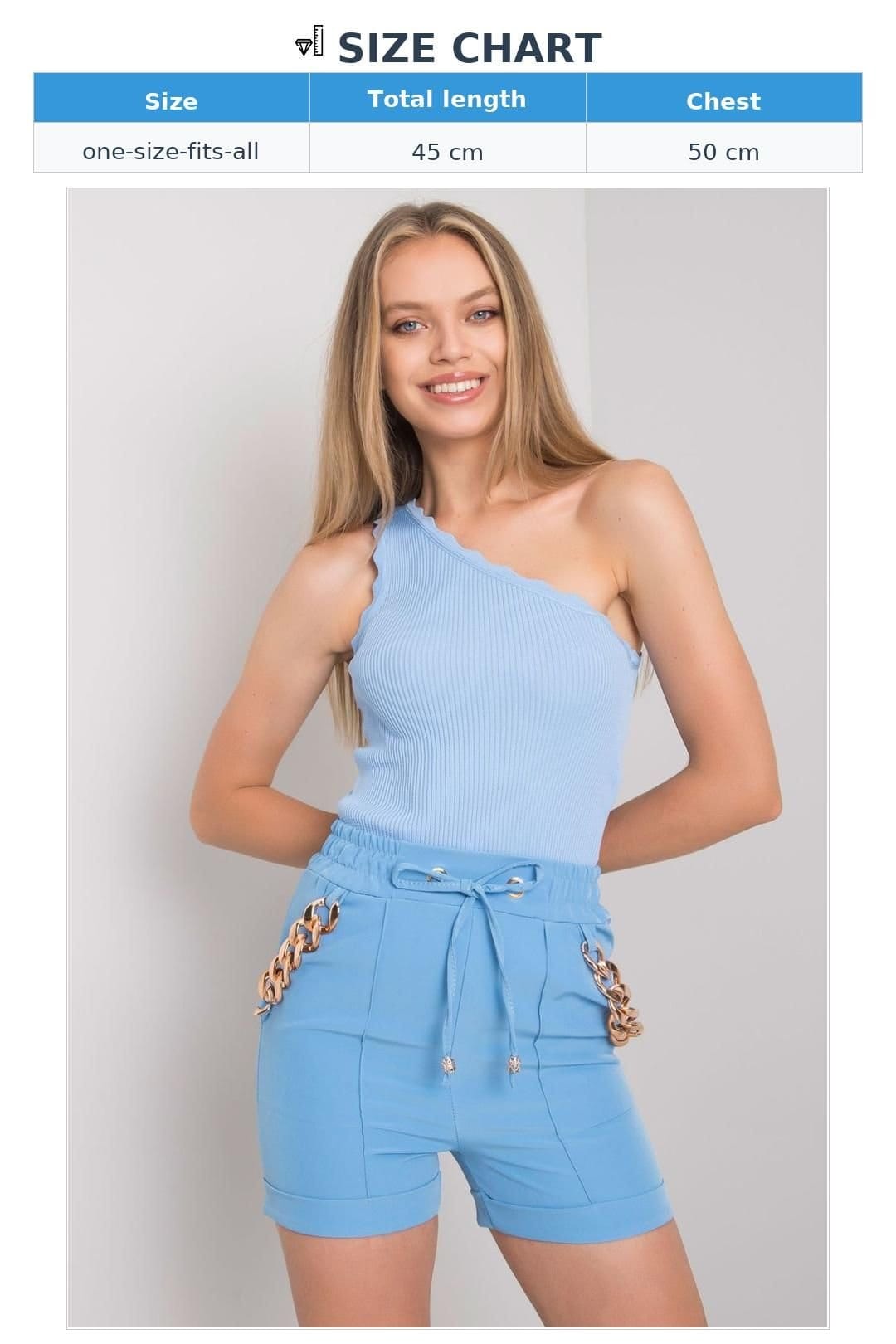 Love Lace Love Lace Women's Ribbed One Shoulder Stretch Top Style 181692 in Blue - 4