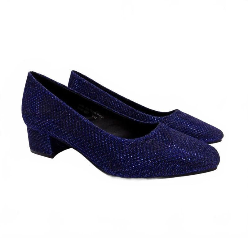 JD Williams JD Williams Shoes Wide Fit UK 6 Womens Court Blue Sparkle Low Heel Bridal Prom - 1