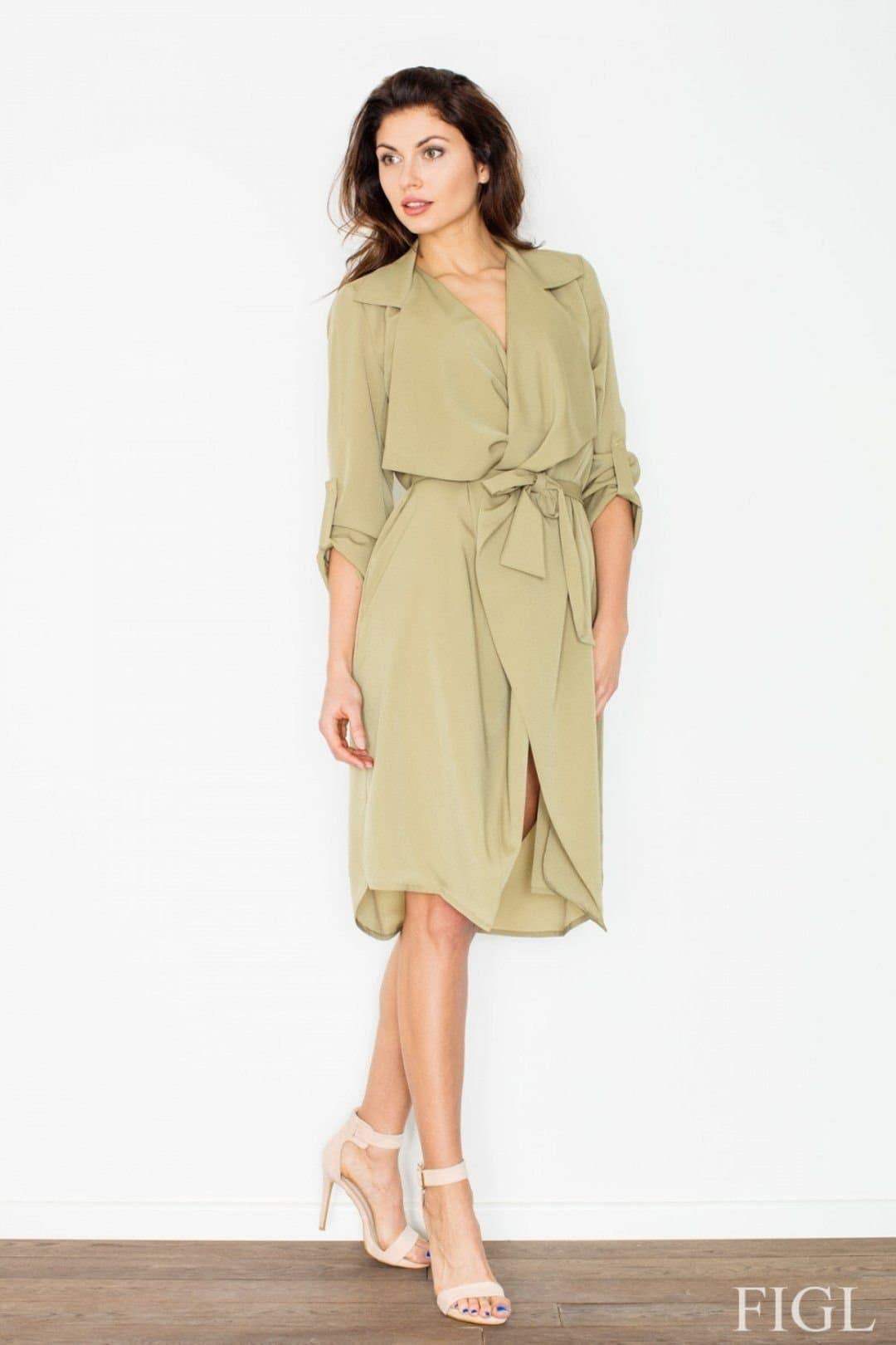 Love Lace Love Lace Women's Summer Dress Envelope Front Tie Waist Pockets in Green