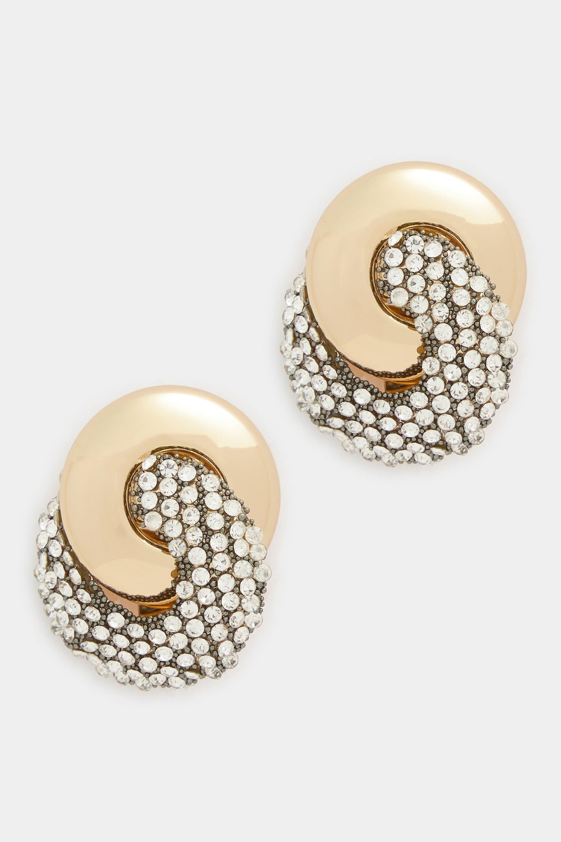 Yours Gold Tone Statement Diamante Loop Twist Earring
