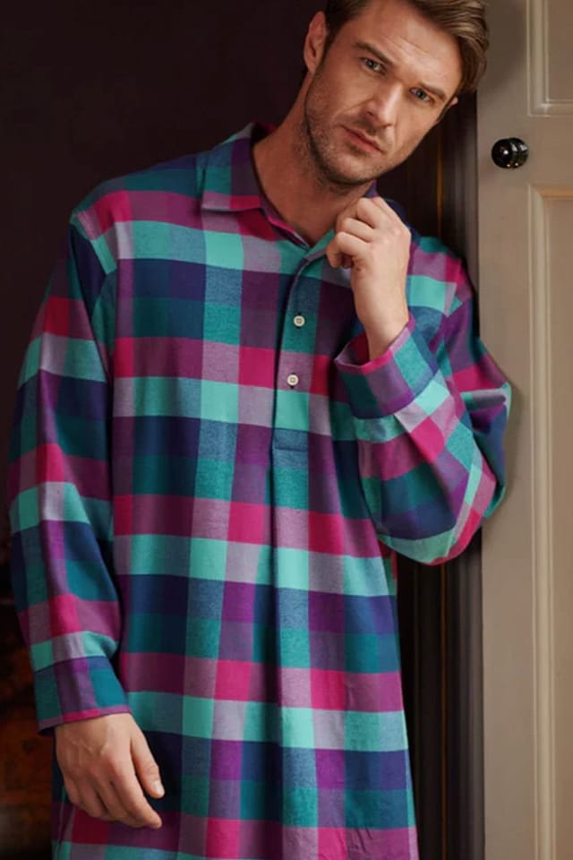 British Boxers British Boxers Men's 'Montrose' Check Brushed Cotton Nightshirt - 2