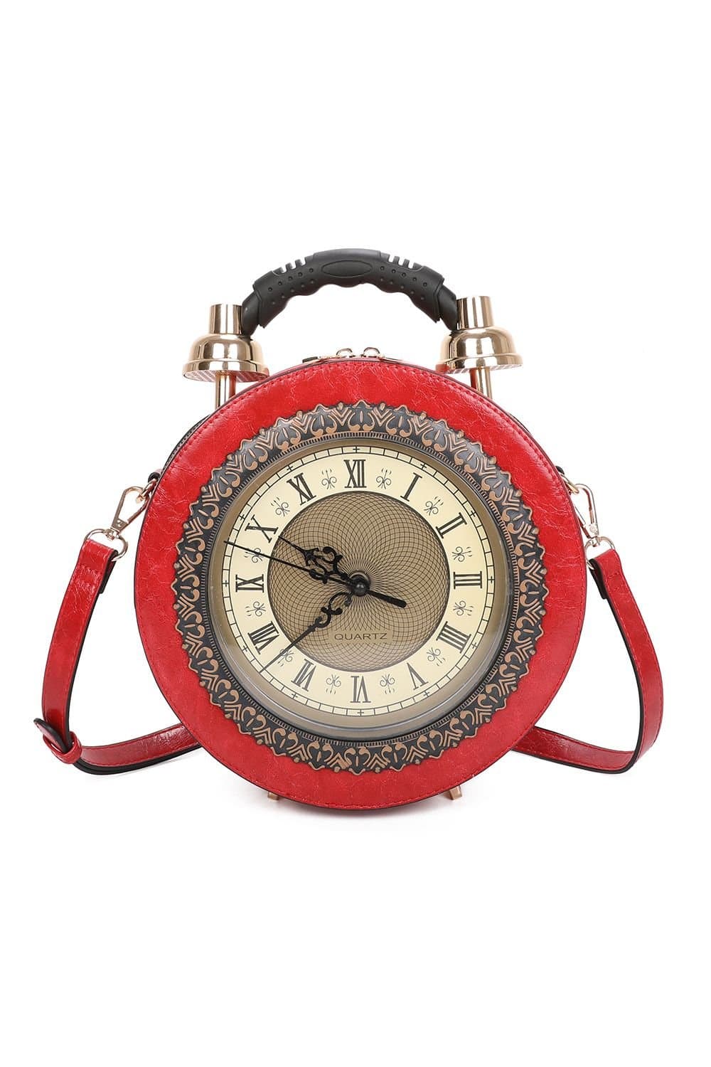 Fontanella Fashion Fontanella Fashion Women's Magico PU clock Unique Design top handle crossbody handbag in Light Red
