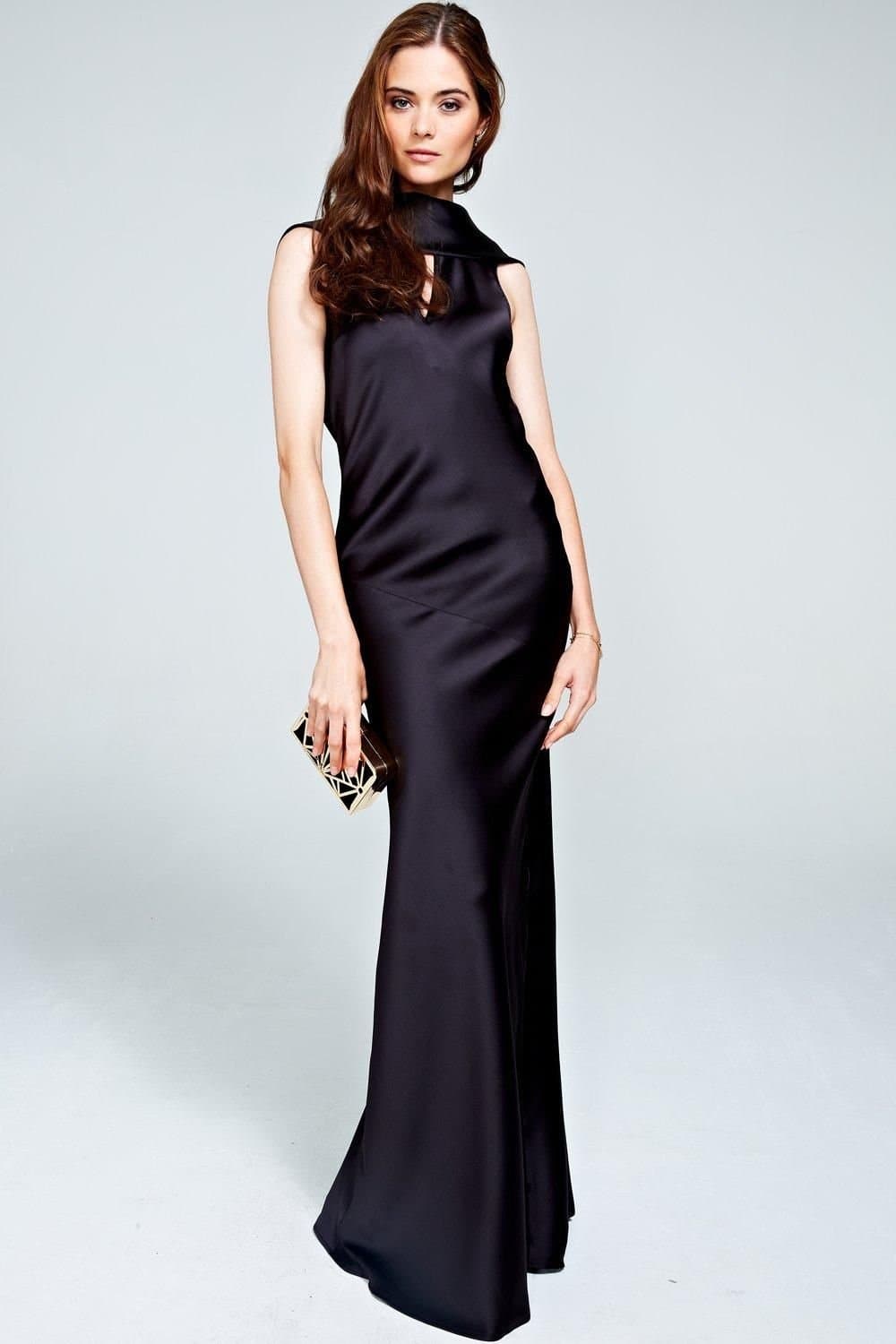 Hot Squash Hot Squash Women's Silky gown with cowl neck in Black