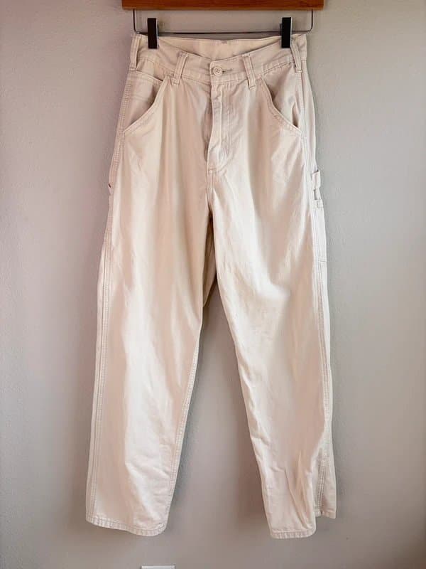 John Galt John Galt Cream High Waisted Carpenter Relaxed Fit Pants