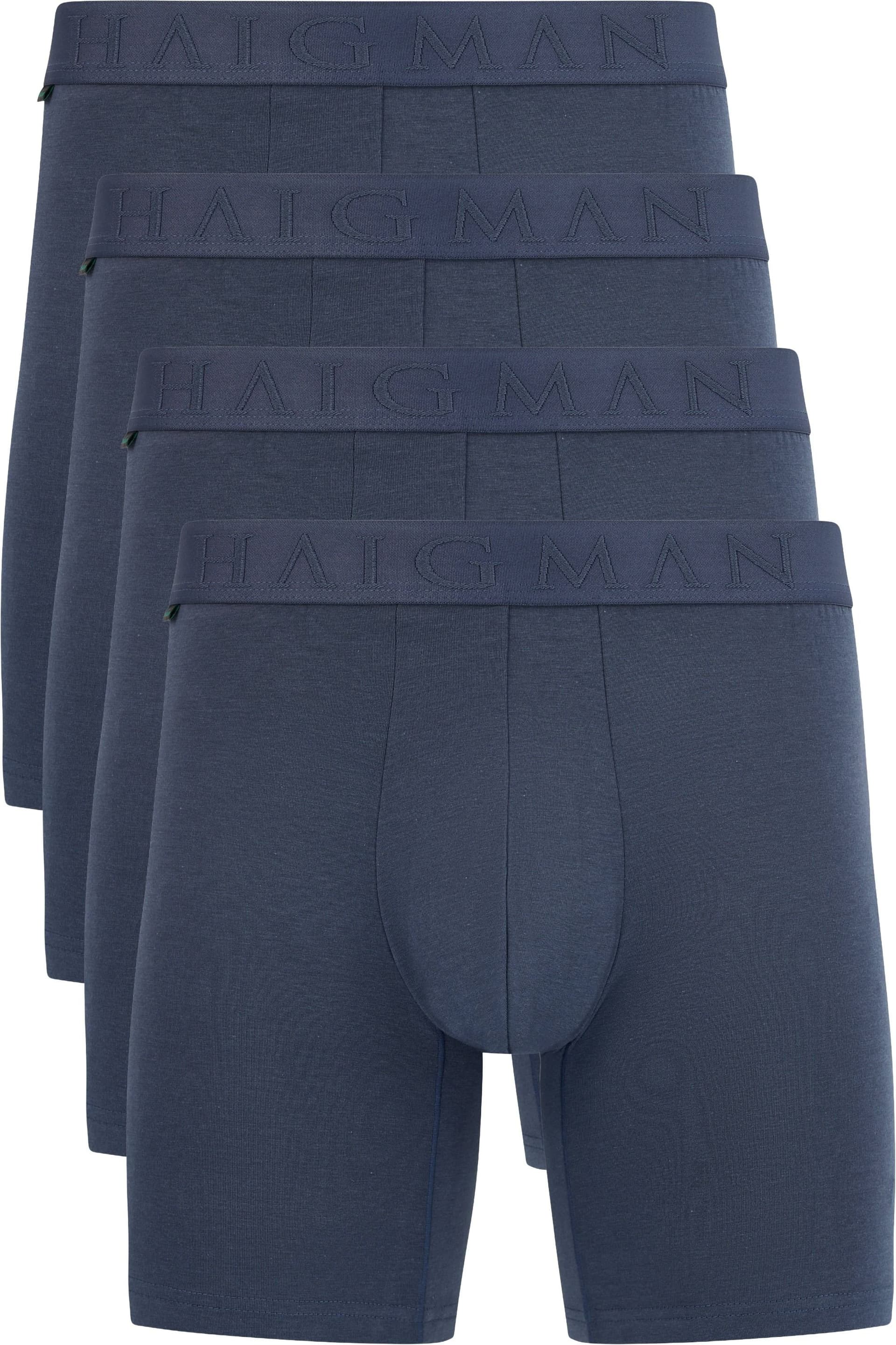 Haigman Haigman Men's Men's 4 Pack Bamboo Cotton Soft Stretch Longer Boxer Trunks in Blue