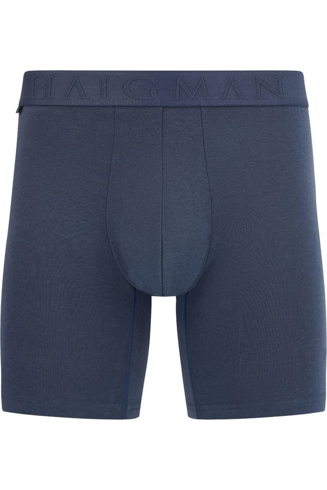 Haigman Haigman Men's Men's 4 Pack Bamboo Cotton Soft Stretch Longer Boxer Trunks in Blue - 2