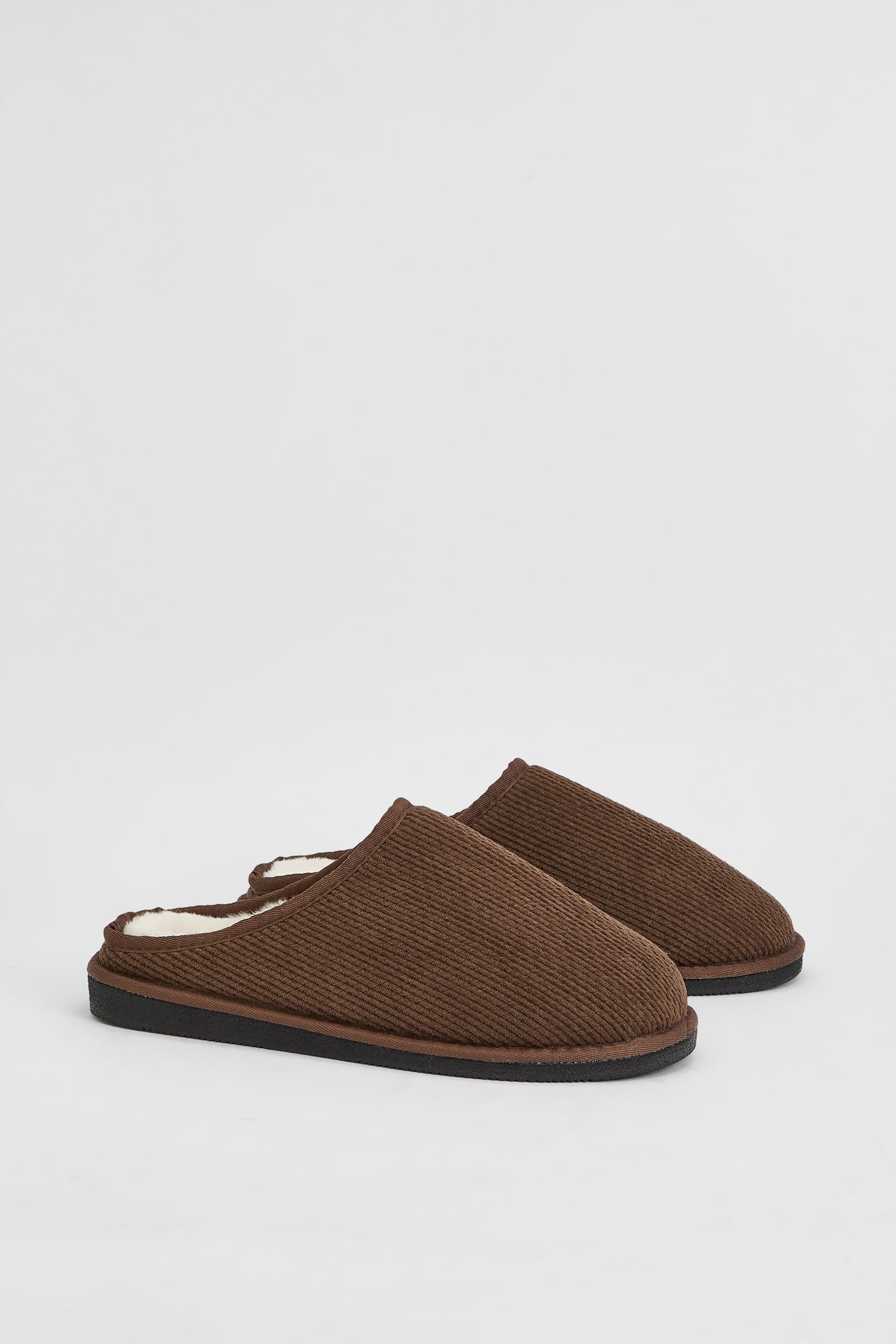 Maine Maine Men's Dark Brown Knitted Mule Slippers