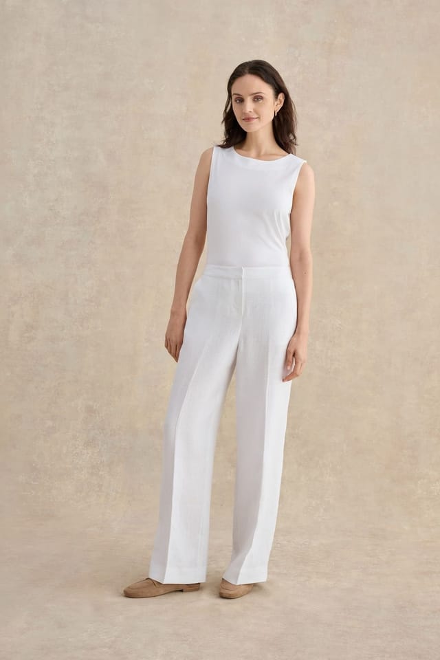 Hobbs London Hobbs London Women's Alessia High-Waist Linen Trousers in Off-White - 3