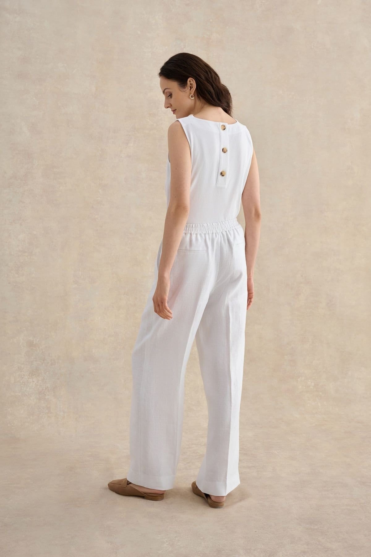 Hobbs London Hobbs London Women's Alessia High-Waist Linen Trousers in Off-White - 4