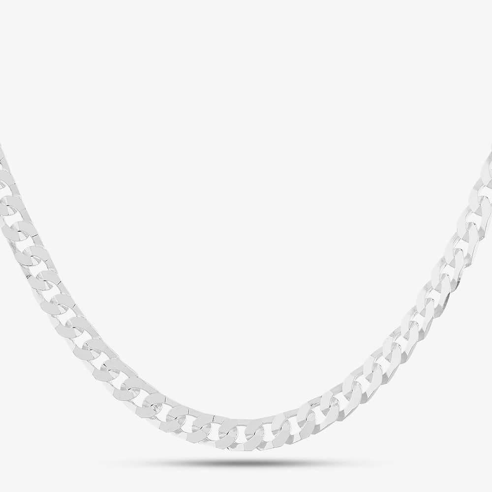 T.H.Baker T.H.Baker Men's Sterling Silver 18 Inch Flat Square Curb Necklace 8.13.7014