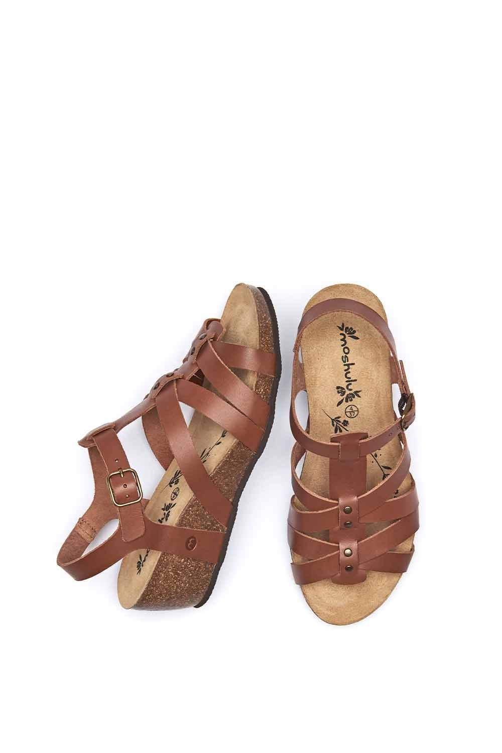Moshulu Moshulu Women's 'Polperro' Strappy Cork Wedge Sandals in Tan - 2