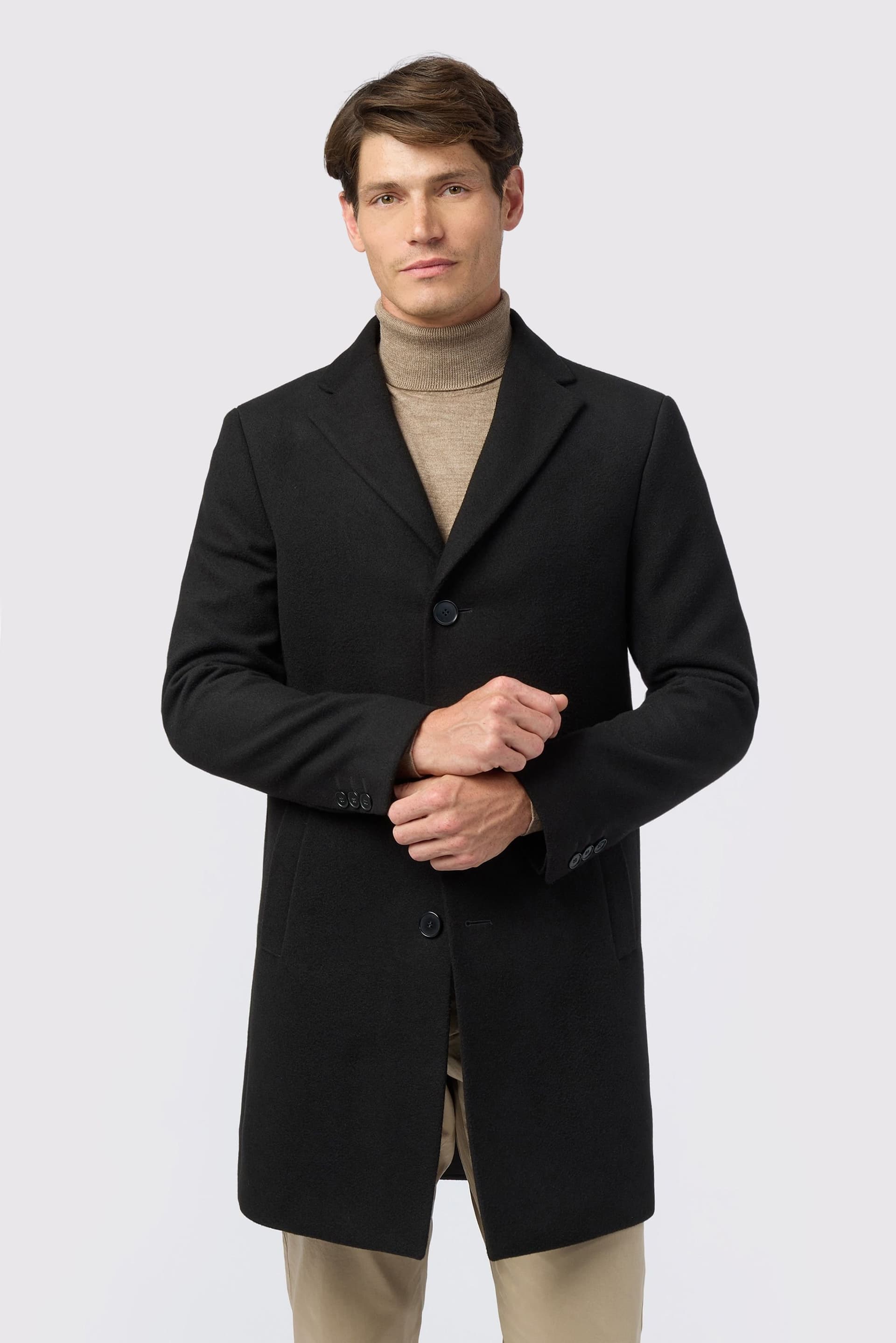 Melka Melka Men's Slim Fit Black Coat