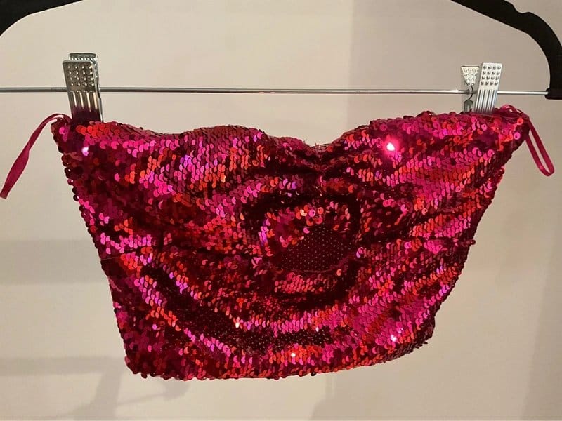Bershka Pink Sequin Tube Top