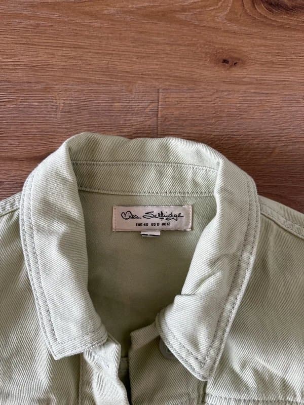 ASOS Miss Selfridge mint cropped denim jacket