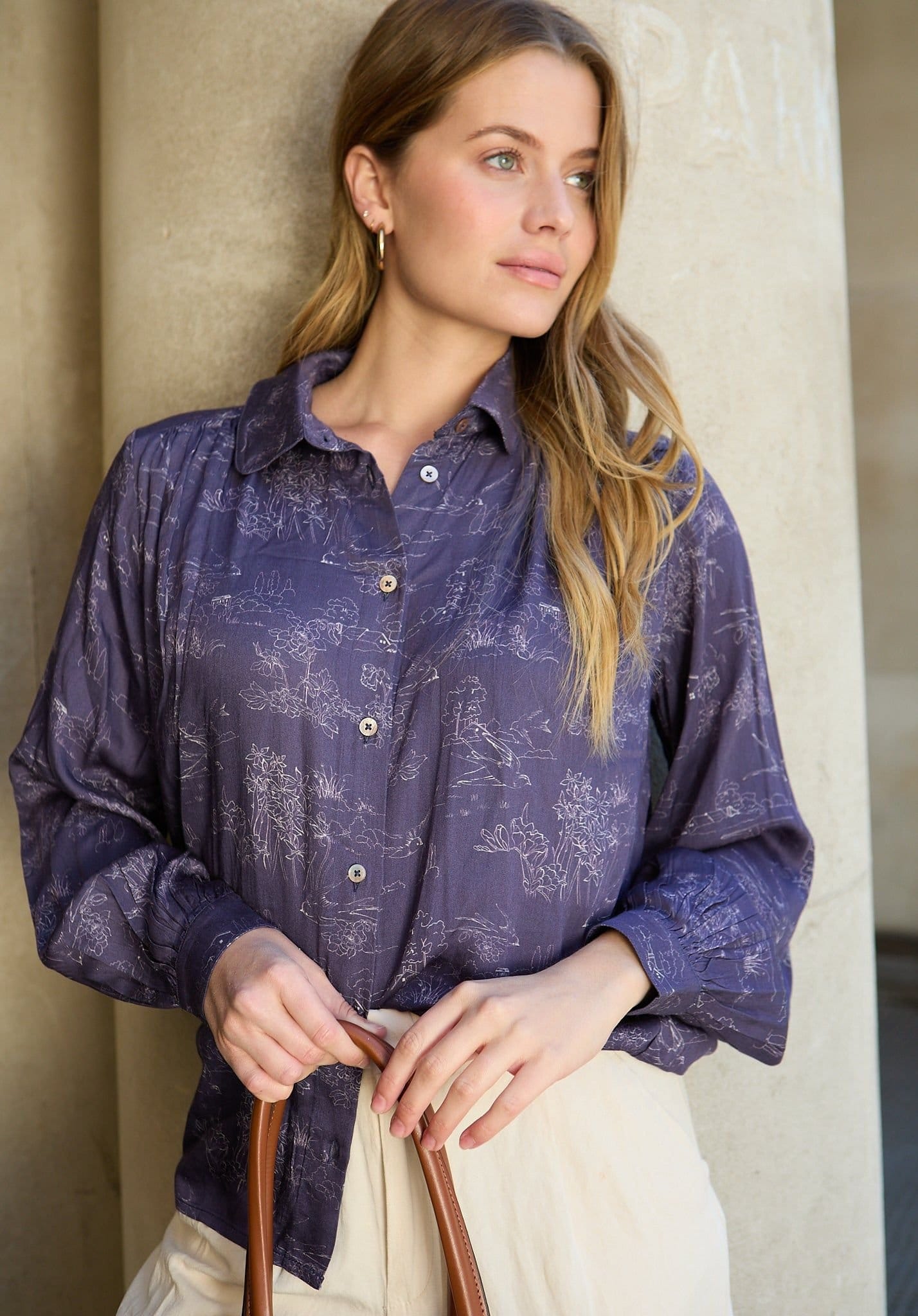 Lily and Lionel Lily and Lionel Women's Marrianne Peter Pan Collar Josephine Print Shirt In Navy - 4