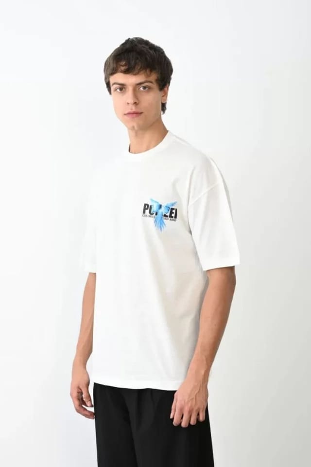 Janes Janes Men's Oversized Crew Neck Printed T-Shirt in White - 3
