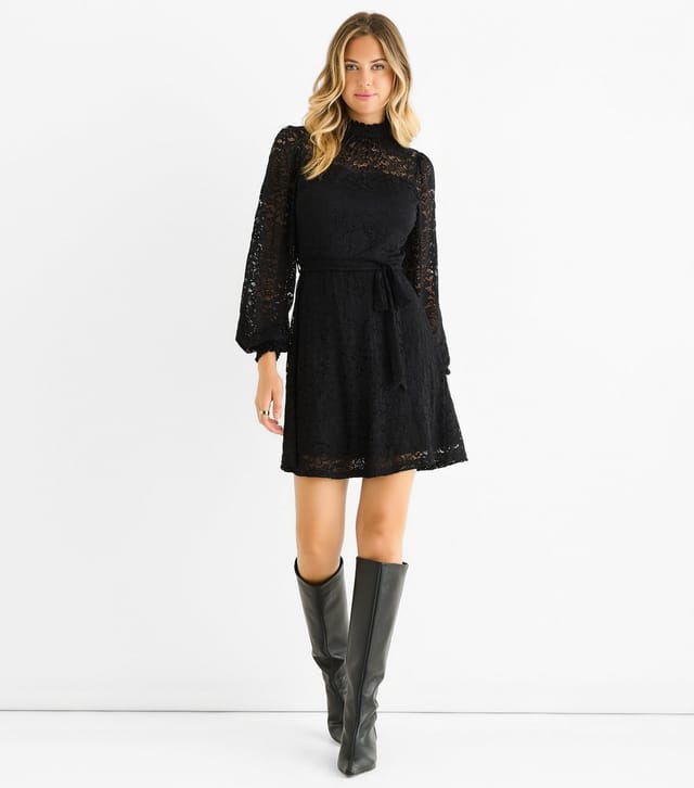 Gini London Women's Black Lace High Neck Mini Dress Gini London New Look - 2