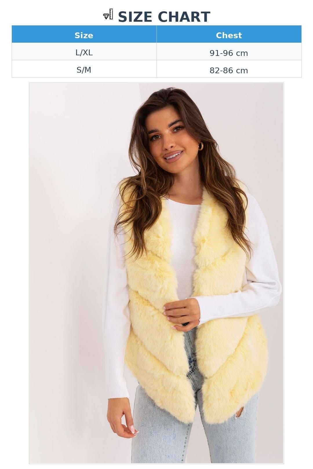 Love Lace Love Lace Women's Faux Fur Padded Gilet Vest With Pockets in Yellow - 4
