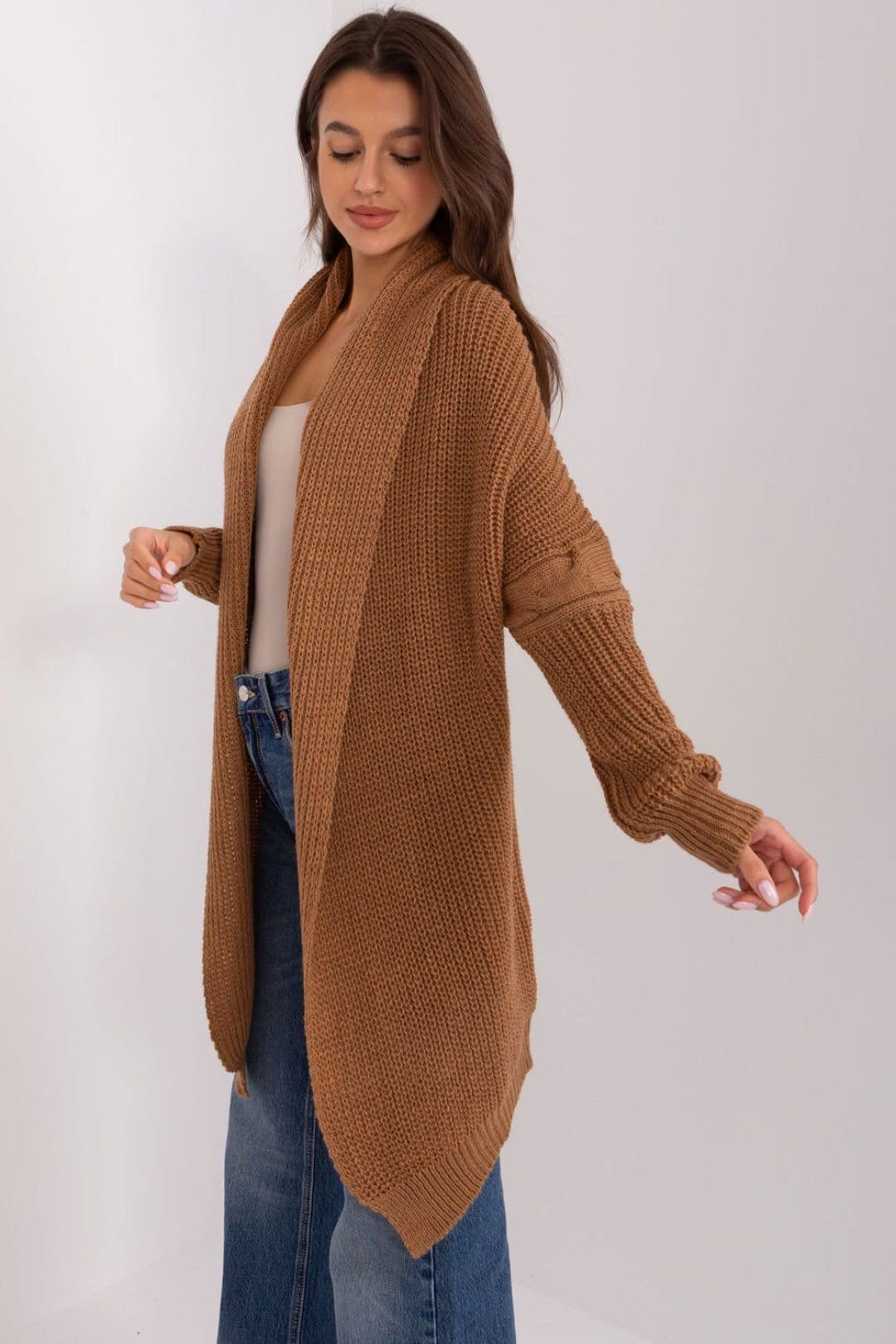 Love Lace Brown Acrylic Long Sleeve Cardigan
