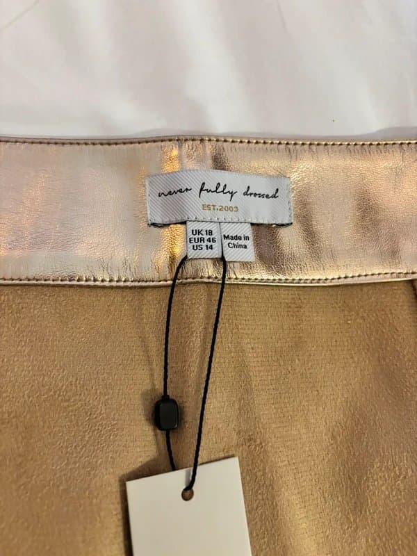 Never Fully Dressed Never fully dressed gold faux leather pencil skirt BNWT