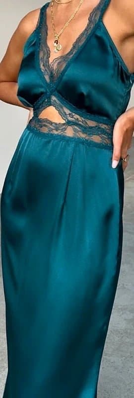 Never Fully Dressed Never fully teal satin lace dress size 16 petite