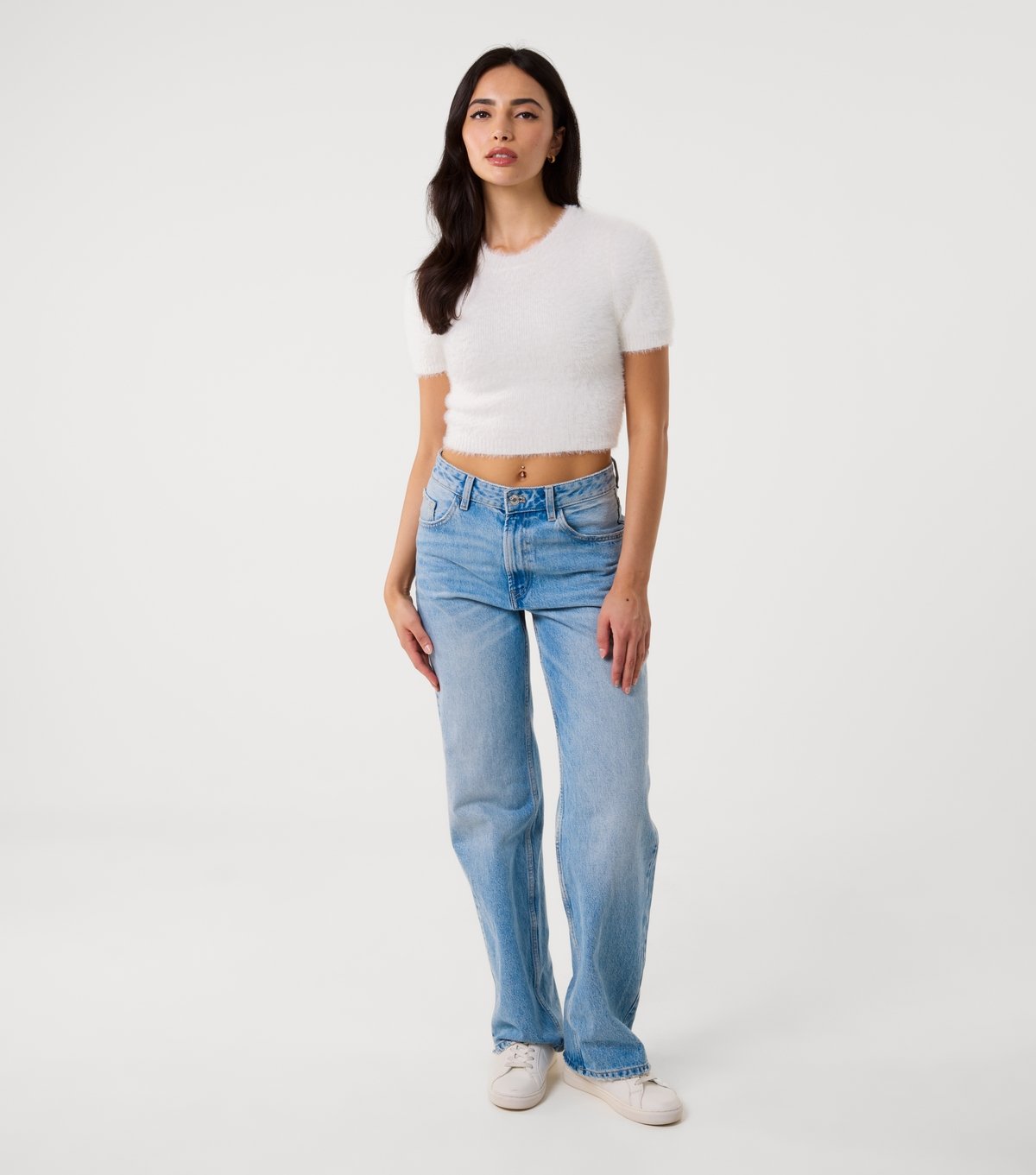 Pink Vanilla Women's Off White Short Sleeve Fluffy Jumper Pink Vanilla New Look - 2