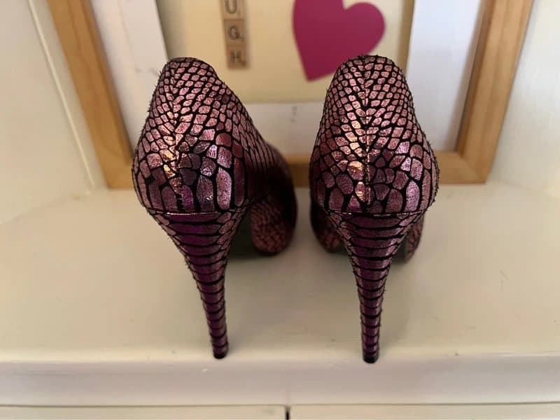 ASOS Pink & Black Foil Effect Snake Print High heeled ASOS Shoes  - Size 4