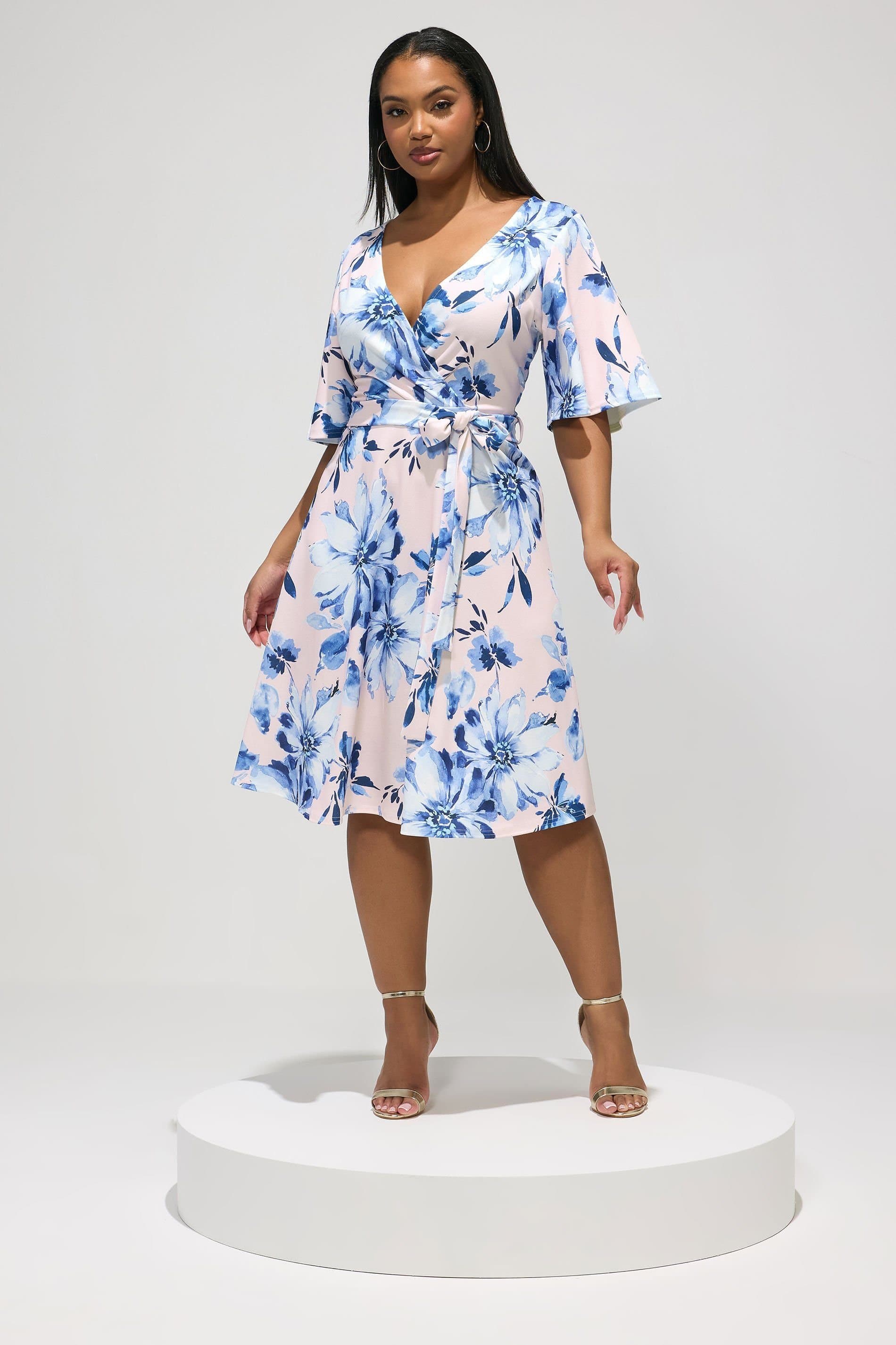 Yours Yours Women's Floral Wrap Skater Dress