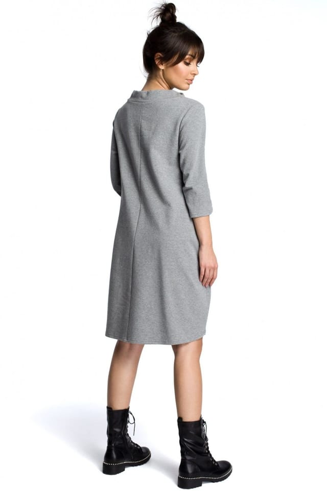 Love Lace Love Lace Women's Loose Pocket Tied Neck Day Dress Tunic in Grey - 2
