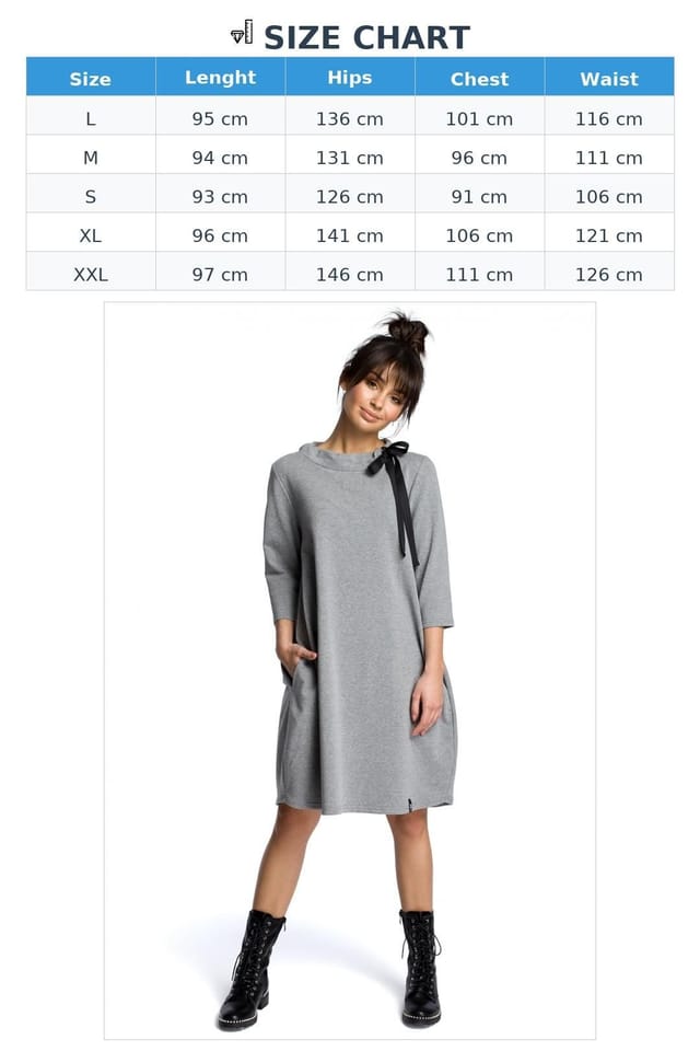 Love Lace Love Lace Women's Loose Pocket Tied Neck Day Dress Tunic in Grey - 3
