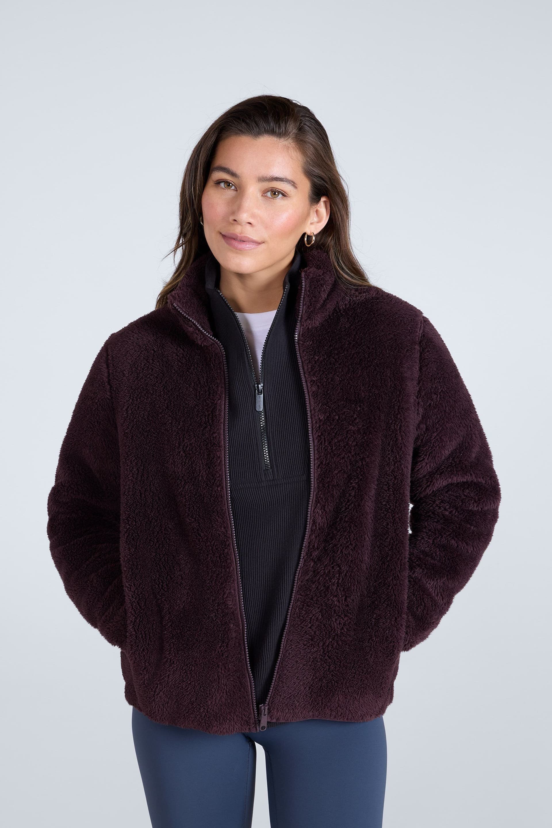 Animal Animal Women's 'Teddy' Warm Comfortable Soft Outdoor Casual Full Zip Fleece Jumper in Maroon