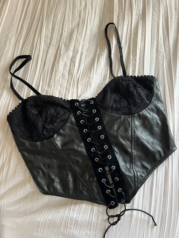 ASOS ASOS Black PU Leather Corset Top