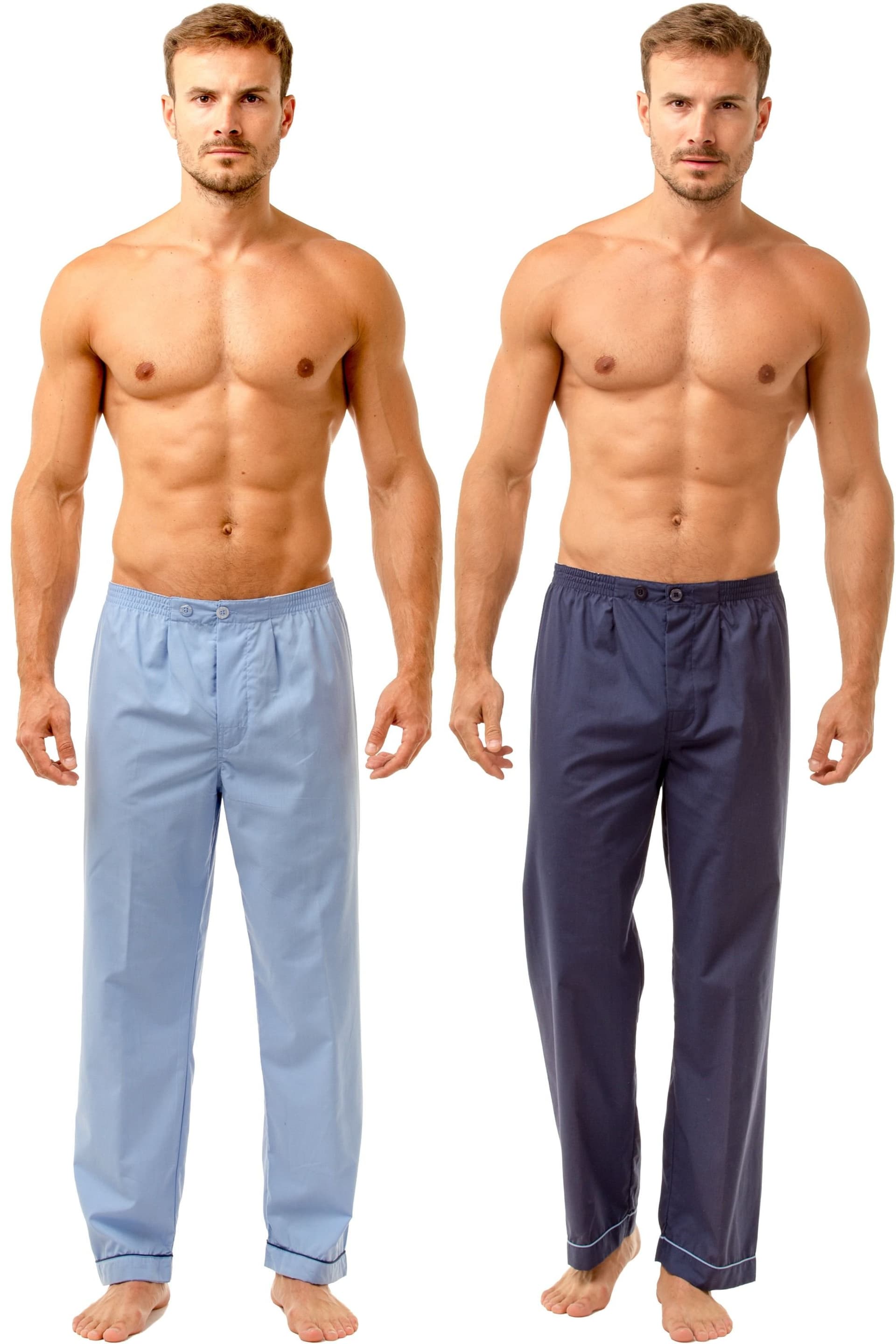 Haigman Haigman Men's Men's Blue & Navy 2 Pack Cotton Blend Pyjama Trousers
