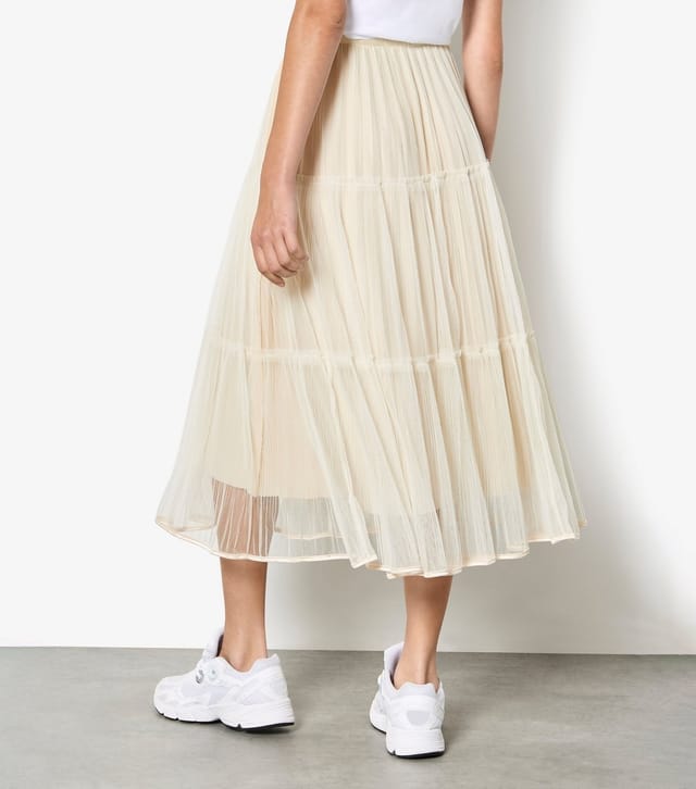 Apricot Women's Cream Bow Detail Mesh Midi Skirt Apricot New Look - 2