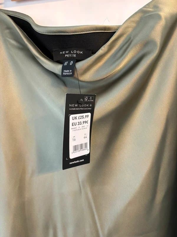 New Look Khaki satin midi skirt size 16 petite