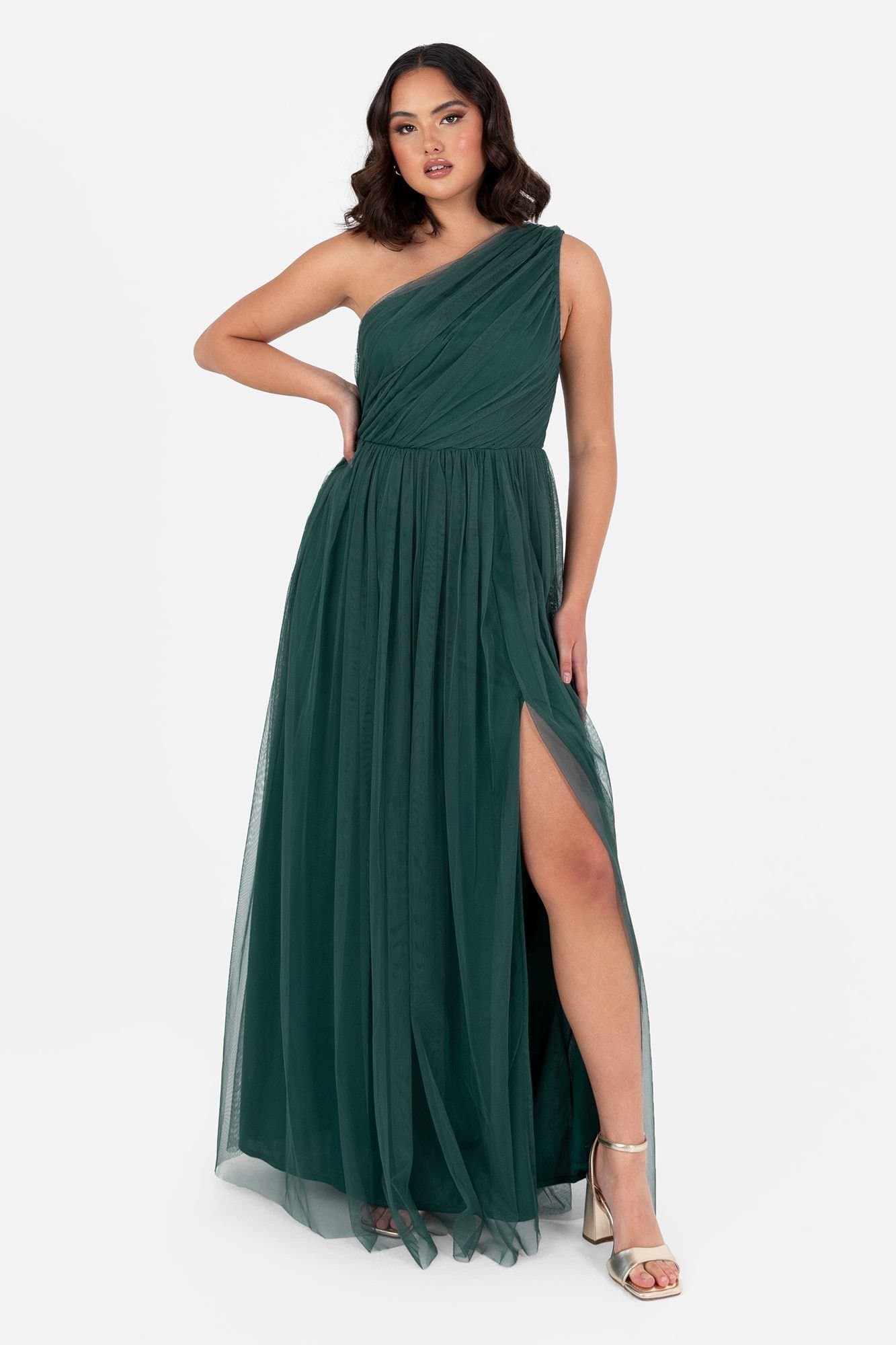 Anaya with Love Anaya with Love Women's One Shoulder Maxi Dress in Emerald