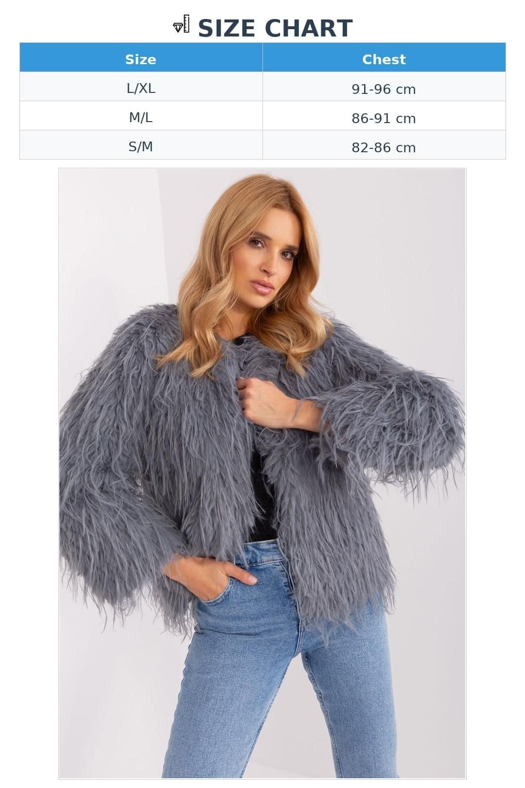 Love Lace Love Lace Women's Elegant Fur Trim Transitional Jacket in Grey - 4