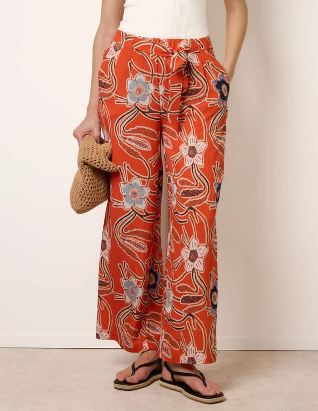 Blue Vanilla Paper Bag Tie Waist Wide Leg Trousers - 2
