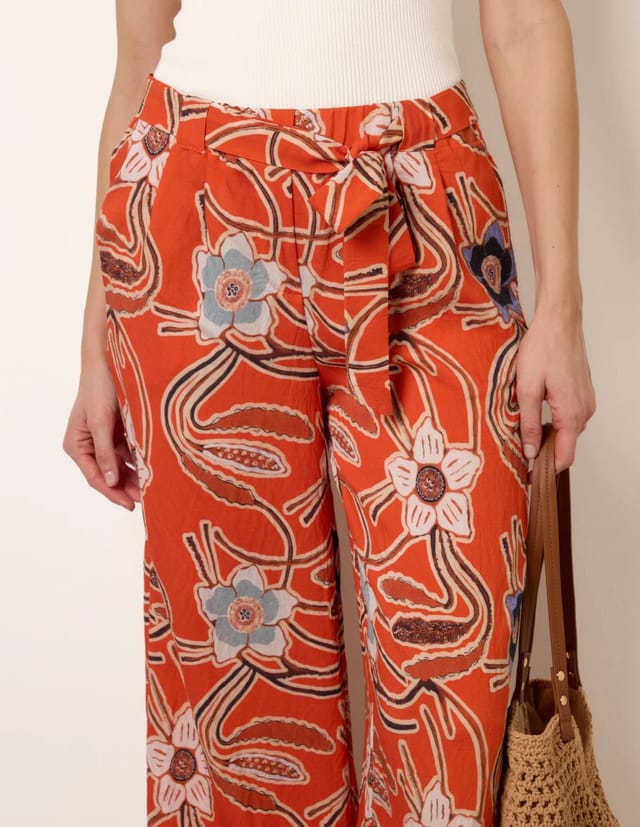 Blue Vanilla Paper Bag Tie Waist Wide Leg Trousers - 3