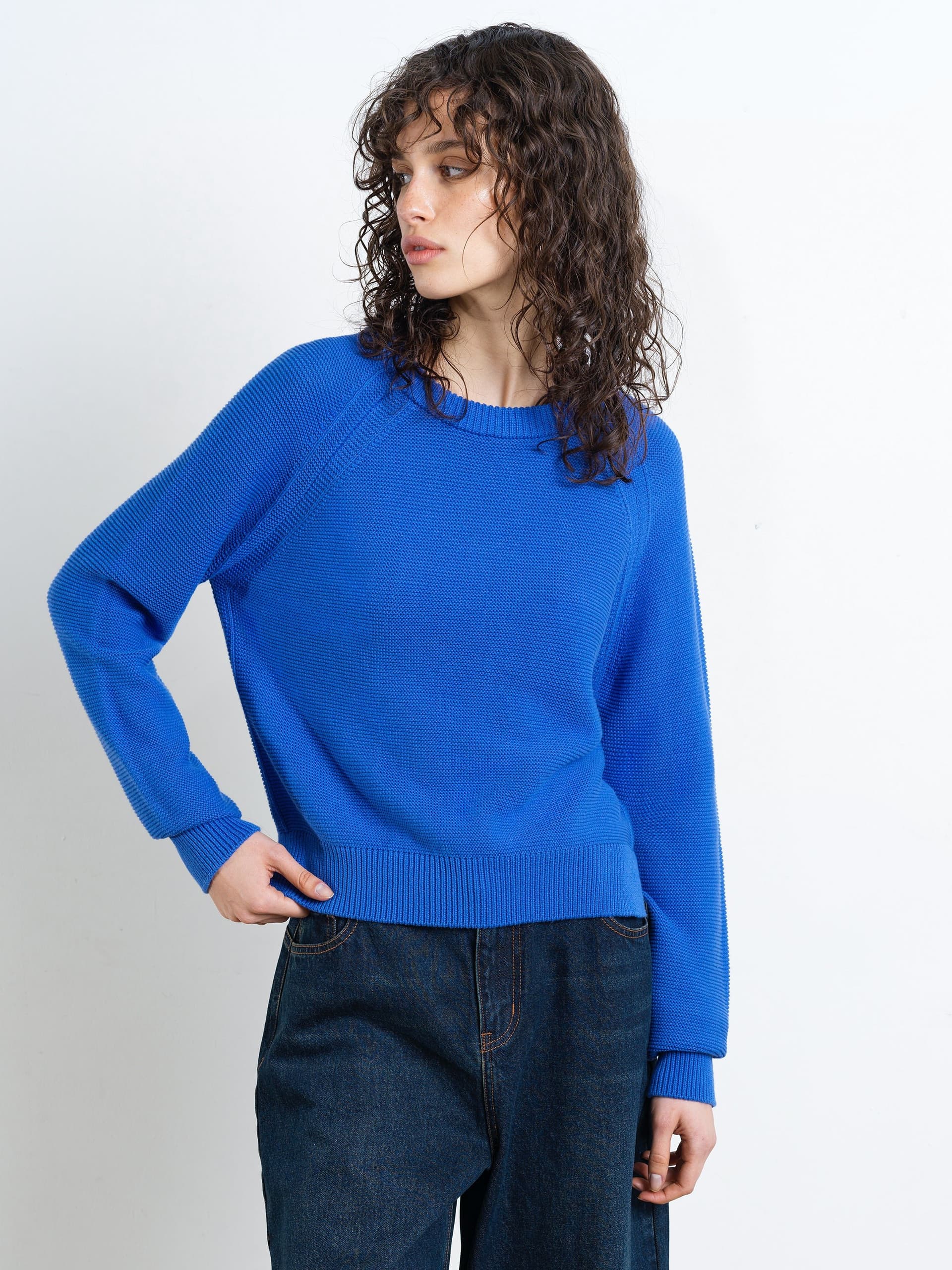 French Connection Lily Mozart Knit Long Sleeve Jumper Azure Blue