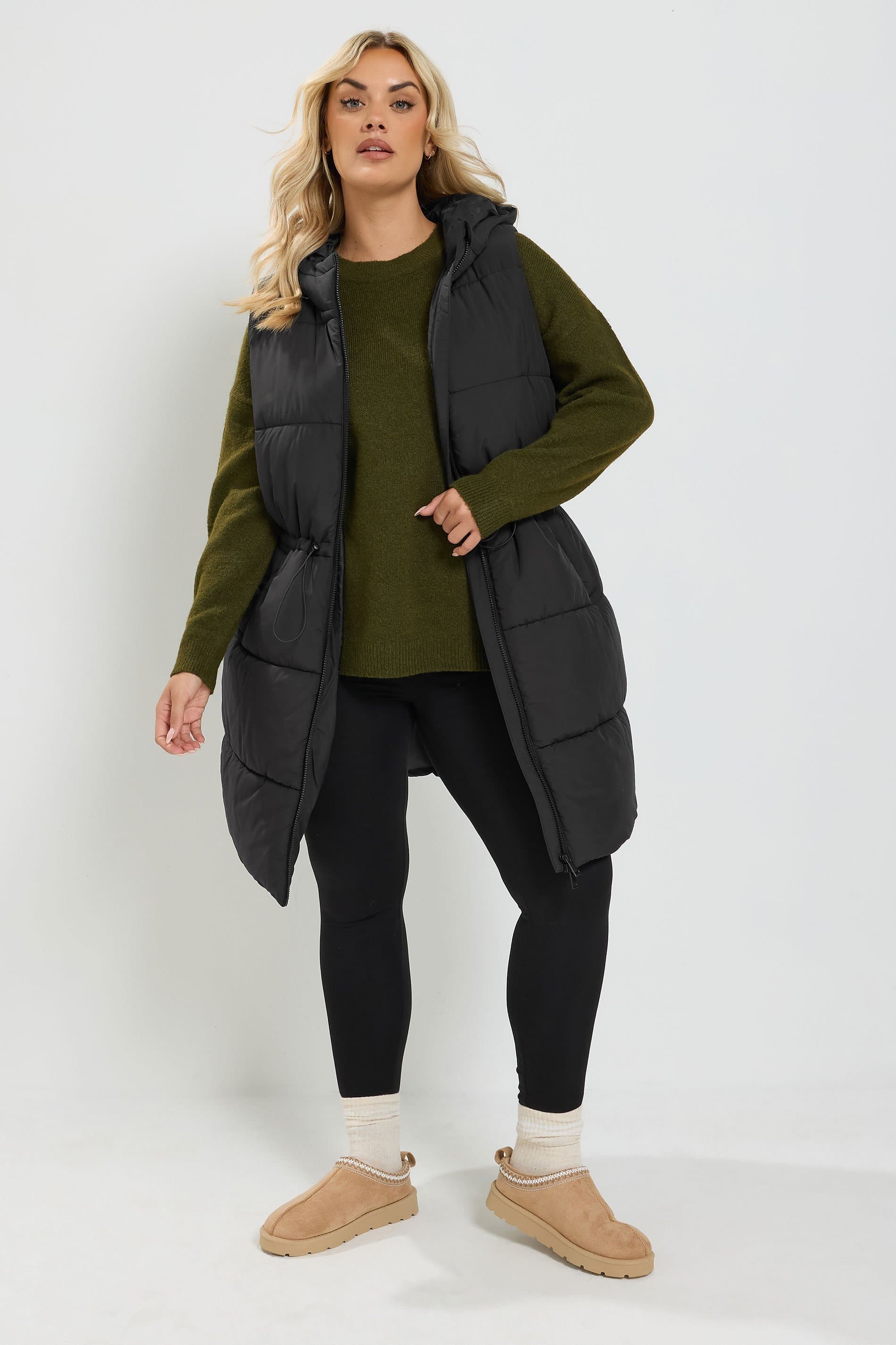 Yours Plus Size Black Padded Gilet