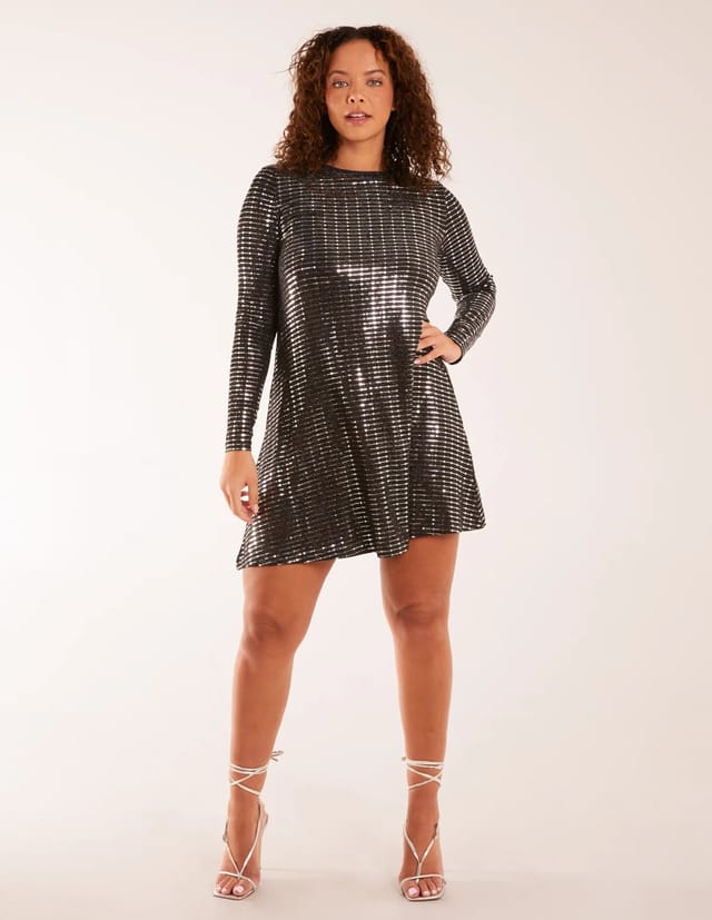 Blue Vanilla Long Sleeve Mirrored Swing Dress - 2