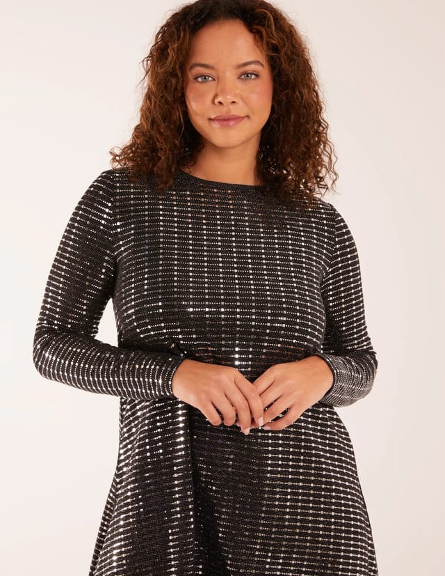 Blue Vanilla Long Sleeve Mirrored Swing Dress - 3