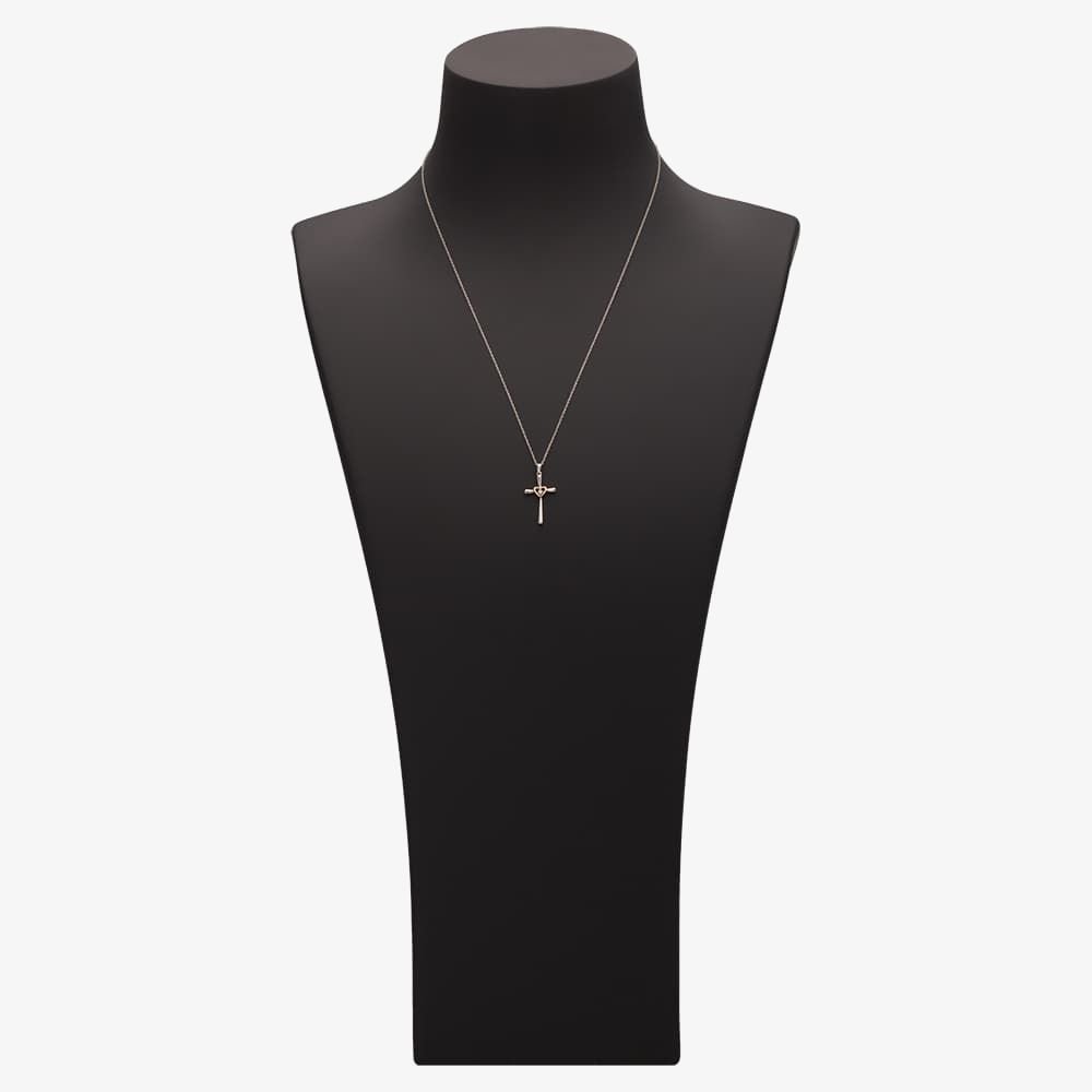 T.H.Baker T.H.Baker Women's 9ct Two Tone Gold 0.01ct Diamond Cross & Heart Pendant TH0121843 - 2