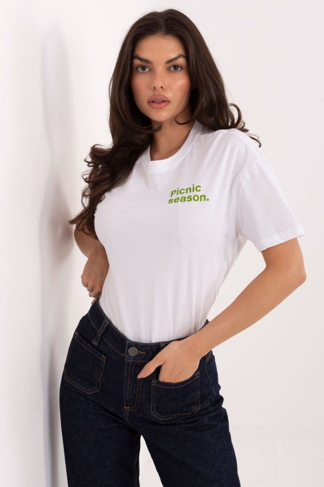 Love Lace White Cotton Casual T-Shirt with Slogan
