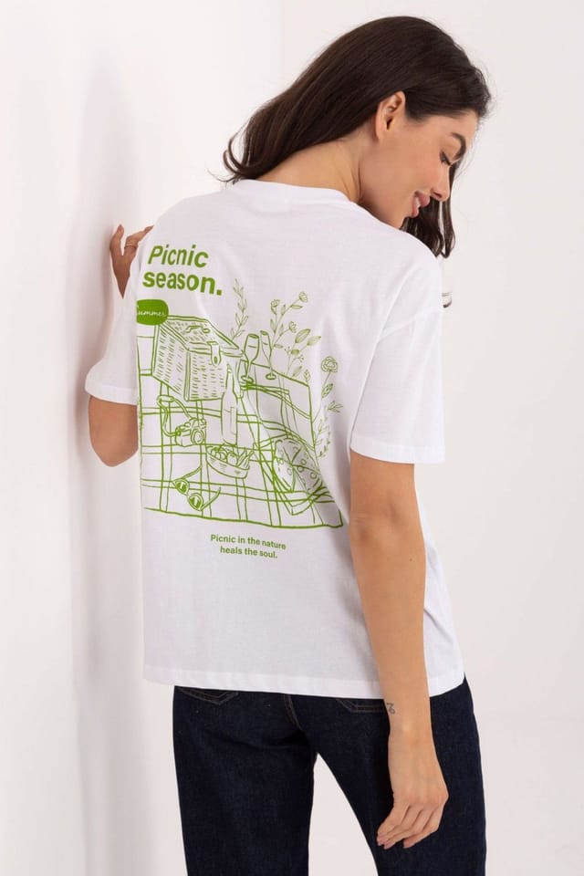Love Lace Love Lace Women's Cotton Casual T-Shirt with Chest & Back Slogan in White - 3