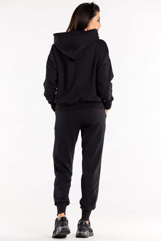 Love Lace Love Lace Women's Straight Sweatpants with Elastic Waist Rib Cuffs in Black - 3